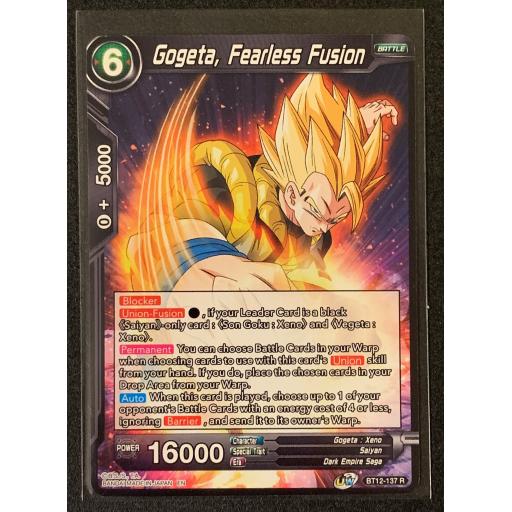 Gogeta , Fearless Fusion | BT12-137 R | Rare