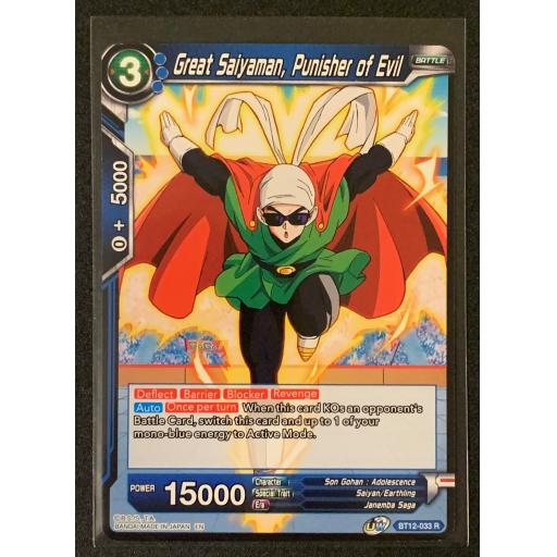 Great Saiyanman , Punisher of Evil | BT12-033 R | Rare