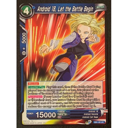 Android 18 , Let the Battle Begin | EB1-20 UC | Uncommon