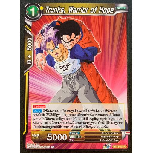 Trunks, Warrior of Hope | BT13-103C | Common