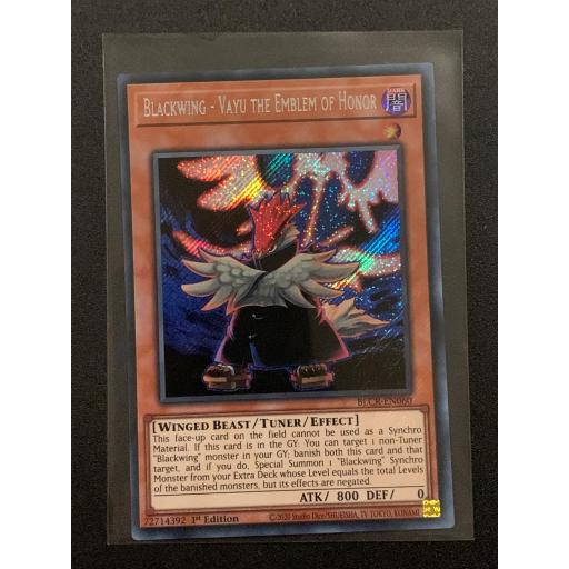 Blackwing - Yayu the Emblem of Honor | BLCR-EN060 | Secret Rare | 1st Edition